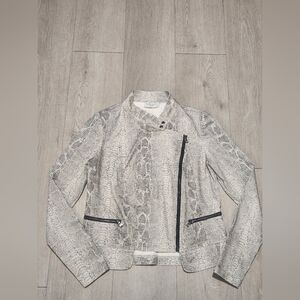 Lola & Sophie Snake Print Asymmetrical Moto Jacket XS